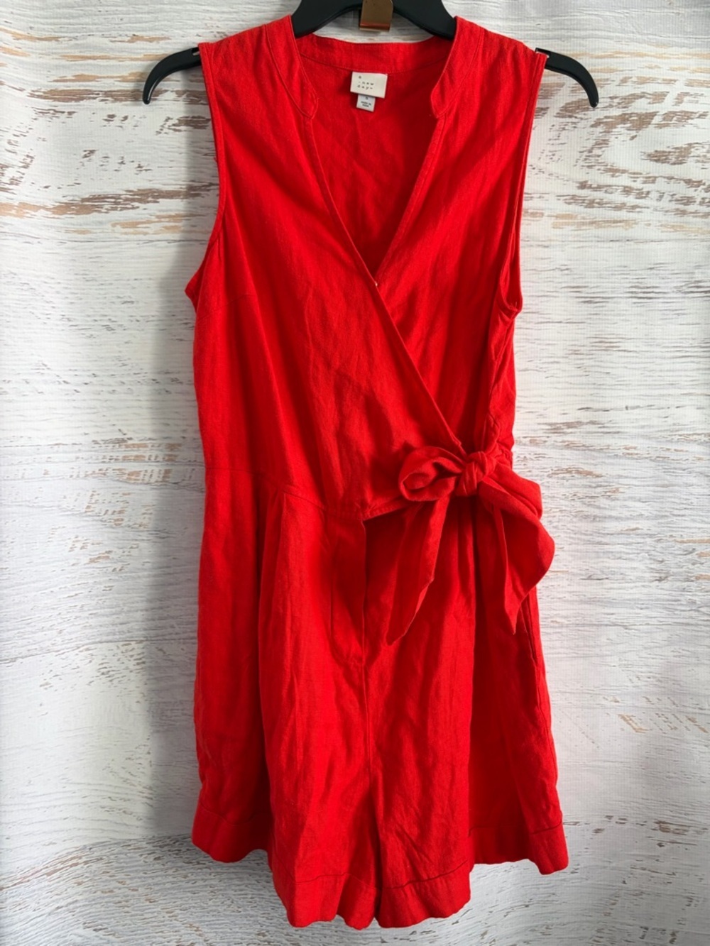A New Day Red/Orange Linen-Look Romper